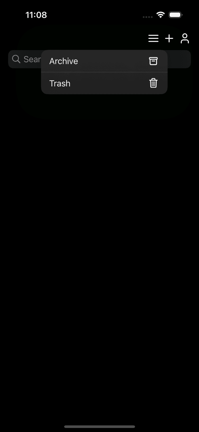 Screenshot showing the app consistently following the user's dark theme preference when Appearance API is enabled